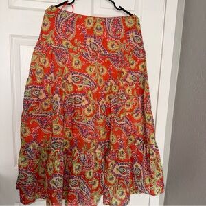 Ralph Lauren Red Paisley A-Line Skirt